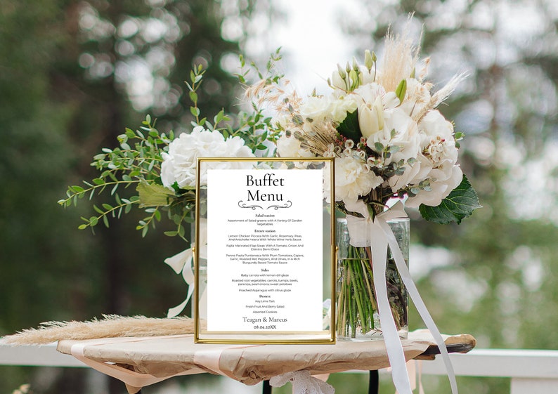 Wedding Buffet Menu Template Elegant Buffet Menu Wedding Menu - Etsy