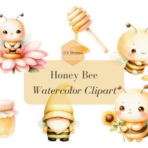 HONEY BEE CLIPART Png Watercolor Clipart Spring Clipart Floral Clipart Bumble Bee Clipart Cute Baby Animal Clipart Baby Shower Clipart