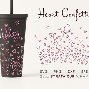 HEARTS Strata Cup Svg 22 oz Strata Svg 22oz Valentine Strata Full Wrap Svg Personalized Strata Tumbler Svg Strata Cup Wrap with Name Space