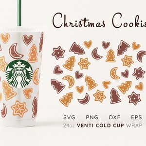 Christmas Gingerbread Cookies Starbucks Cup Wrap SVG: Winter Sweets Design (Digital Download)