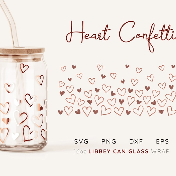 Beer Can Glass Svg Hearts LIBBEY GLASS SVG Libbey Glass Wrap Svg Valentines Day Glass Can Svg Glass Can Wrap Svg Valentine Svg for Cups