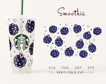 Blackberry Starbucks Cup Wrap SVG: design della tazza fredda primaverile (download digitale)