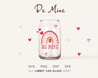 Valentine's Day Beer Can Glass SVG: 16 oz Libbey Glass Wrap (Digital File)