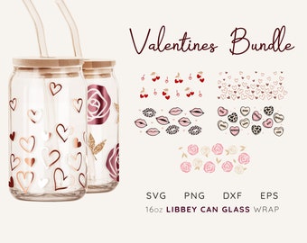 Valentine's Day Libbey Glass Can Wrap SVG Bundle
