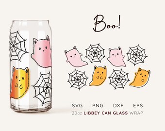 Halloween-Geist SVG: 20 Unzen Libbey Glasdosenverpackung (Digitale Datei)