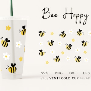 COLD CUP SVG No Hole Cup Wrap Svg Honey Bee Cold Cup Wrap Svg No Hole Full Wrap Svg No Hole Starbucks Cup Svg Designs No Hole Cold Cup Wrap