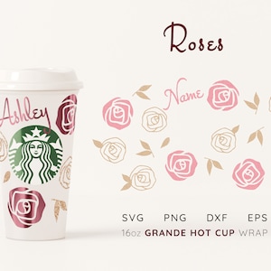 Flower Starbucks Cup Wrap SVG: 16oz Hot Cup Template (Digital Download)