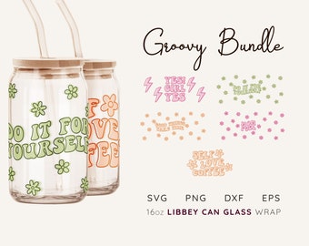 Libbey Glass Can Wrap SVG Bundle: Groovy Designs (Digitale Dateien)