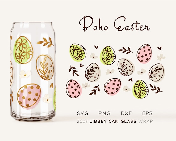 Easter Libbey Glass Can Wrap SVG: Boho Egg Design (Digital File)