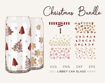 Kerst Libbey 20oz bierblikje glas wrap SVG-bundel (digitale download)