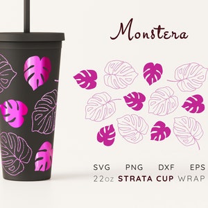 STRATA TUMBLER SVG 22 oz Monstera Leaf Strata Cup Svg Strata Cup Full Wrap Svg Tropical Strata Cup Wrap Svg Full Wrap for Strata Cup 22 Oz