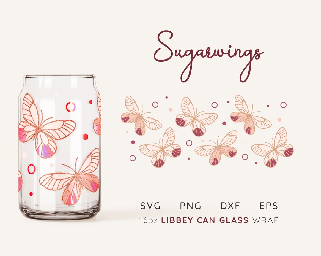 LIBBEY GLASS SVG Butterfly Beer Can Glass Svg Libby Glass Can Svg Wrap ...