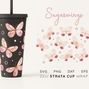 STRATA TUMBLER SVG 22 oz Summer Butterfly Strata Cup Svg Strata Cup Full Wrap Svg Spring Strata Cup Wrap Svg Full Wrap for Strata Cup 22 Oz