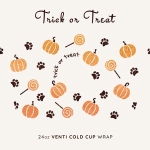 Fall Starbucks Cup Svg, Halloween Cold Cup SVG, Cute Pumpkin Starbucks Venti Cold Cup Full Wrap Svg, Cat Paw Starbucks Venti 24 oz Cold Cup