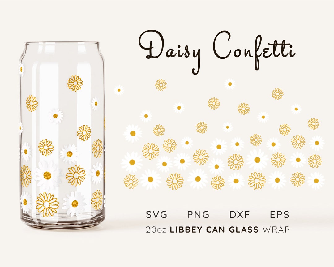 Daisy Flower 20oz Libbey Glass Can Wrap SVG (digital File) - Etsy