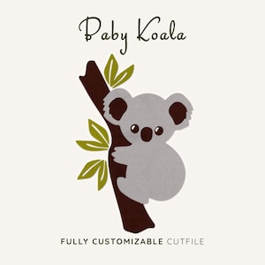 Koala Svg | Cute Baby Koala Svg File | Kawaii Koala Bear Svg | Baby Animal Svg | Koala Svg Cut File for Cricut and Silhouette | Nursery Svg