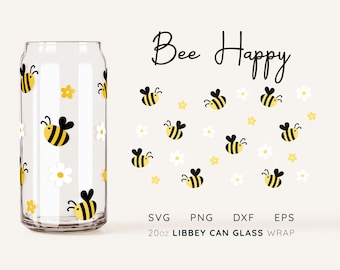 Honey Bee Libbey Glass Can Wrap SVG: 20 oz digitale Datei