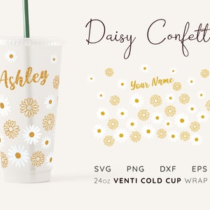 COLD CUP SVG No Hole Cup Wrap Svg Cute Daisy Cold Cup Wrap Svg No Hole Full Wrap Svg No Hole Starbucks Cup Svg Designs No Hole Cold Cup Wrap