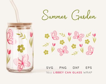 Flower Beer Can Glass SVG Wrap: Mom Libbey 16 oz (Digital File)