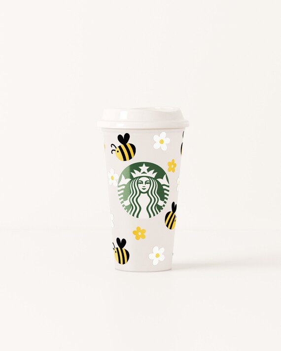 Honey Bee Starbucks Cup Wrap SVG: 16oz Hot Cup Template (Digital Download)