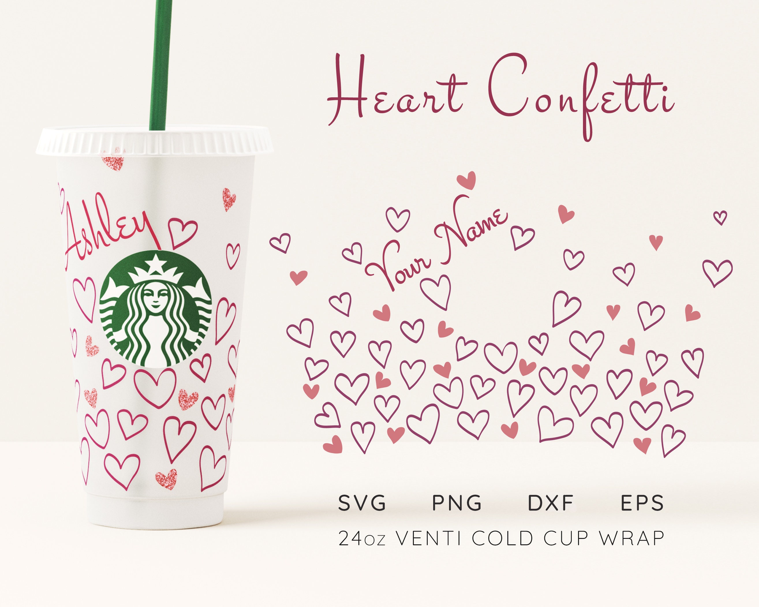 Starbucks Cup Svg | Cute Heart Svg Wrap for Starbucks Venti Cold Cup …