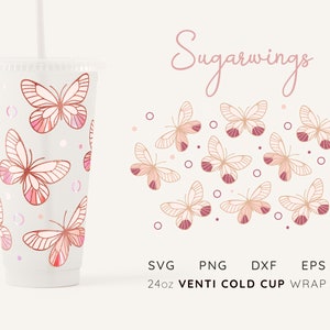 COLD CUP SVG No Hole Cup Wrap Svg Butterfly Cold Cup Wrap Svg No Hole Full Wrap Svg No Hole Starbucks Cup Svg Designs No Hole Cold Cup Wrap