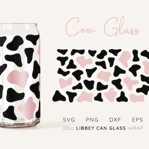 Cow Print Glass Can Wrap SVG: 20oz Libbey Sublimation Design (Digital File)