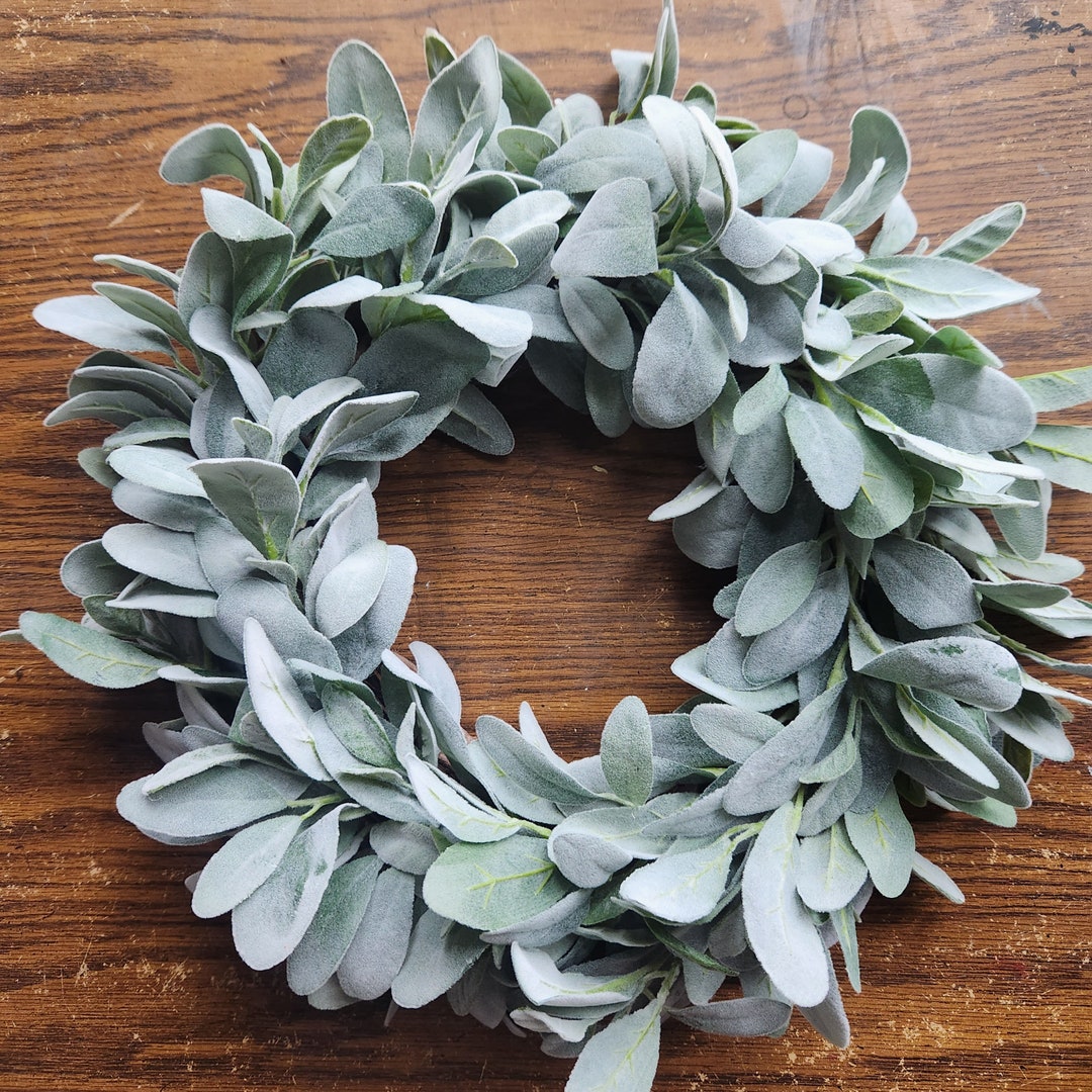 Lambs Ear Wreath, Wreaths for Front Door, Farmhouse Decor, Greenery ...