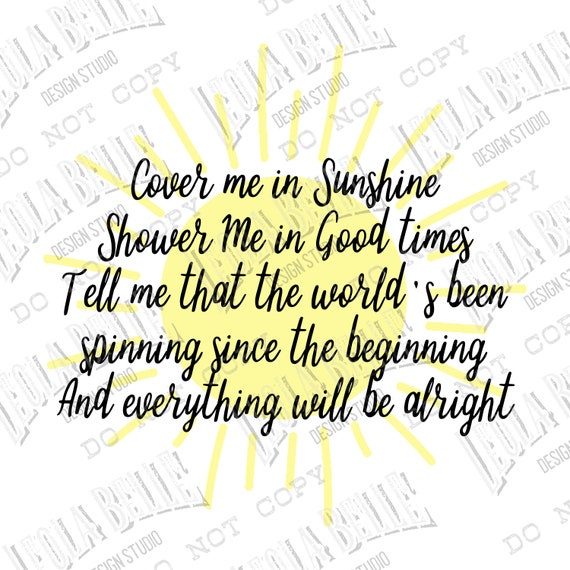 Cover Me In Sunshine Lyrics - Pink - Sublimation PNG - Digital Design - PNG