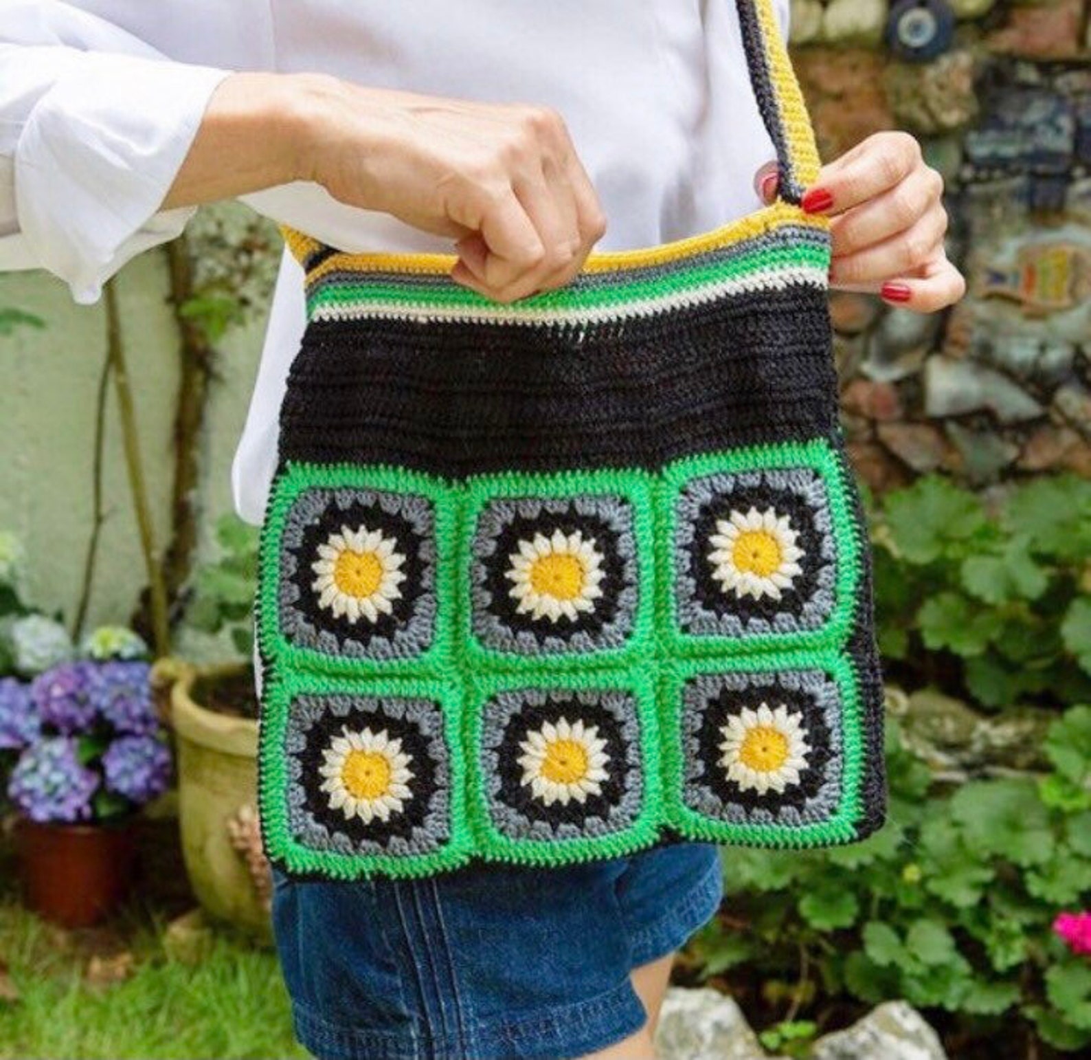 Granny square crossbody messenger bag Etsy