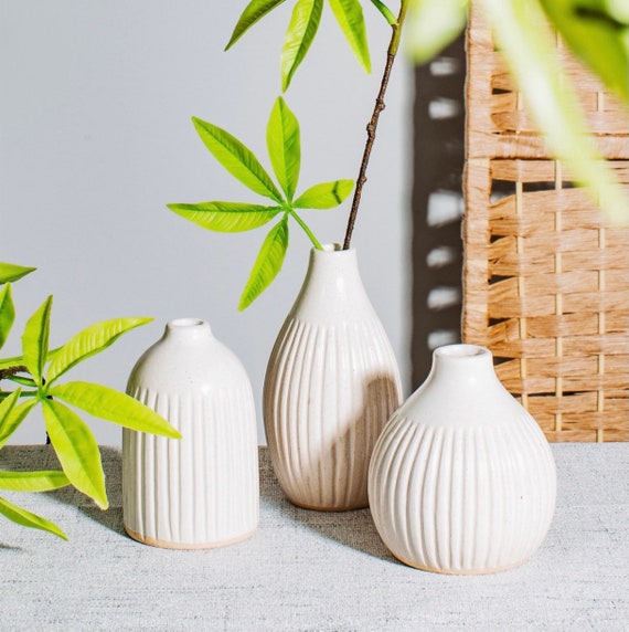 Grooved Bud Vases Set of 3 Sass and Belle Wedding Ceramic Etsy UK