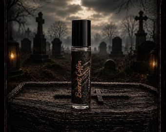 BURNT COFFIN Roll On Perfume, 10ml, Blonde Sandalwood, Smoky Woods, Violet Leaf, Neroli, Spiced Ginger, Masculine Woods