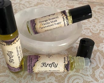 FIREFLY Roll On Perfume, 10ml, Orange Blossom, Vanilla Musk, Marshmallows, Neroli, Jasmine, Caramelized Sugar, Gourmand