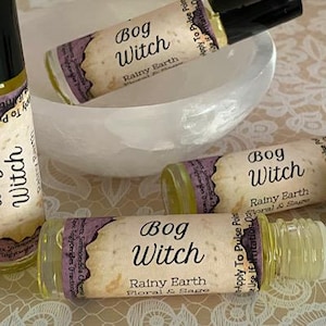 BOG WITCH ROLL On Perfume, 1/3 oz, 10 ml, Rain, Wet Damp Earth, Sage Leaf, Lavender, Petrichor, Roses, Woods, Hyacinth, Forest, Moss