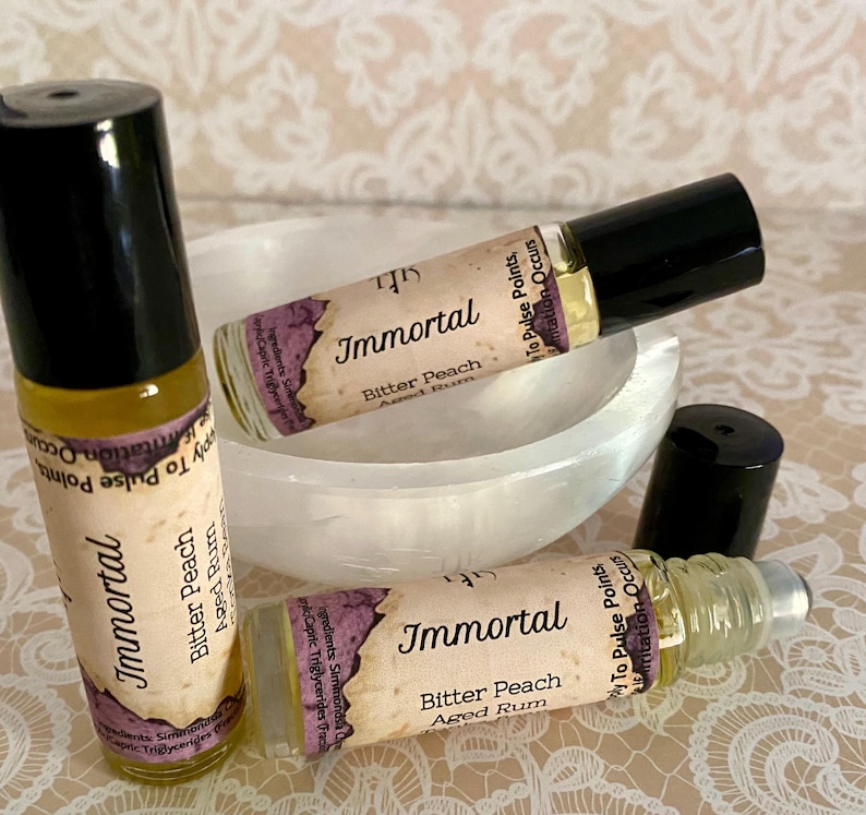 IMMORTAL Roll On Perfume Oil - 10 ml, Peche de Vigne, Amber Musk, Patchouli, Vanilla Bean, Blood Orange image 2
