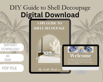 Digitaler Download, Muschel Decoupage, bedruckbar, Anfängeranleitung, Digital Download, Decoupage DIY,