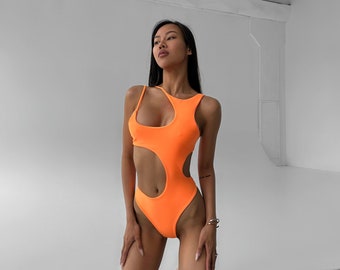 Laguna One Piece — Orange Swimwear — Women Swimsuit — Summer Beach Outfit
