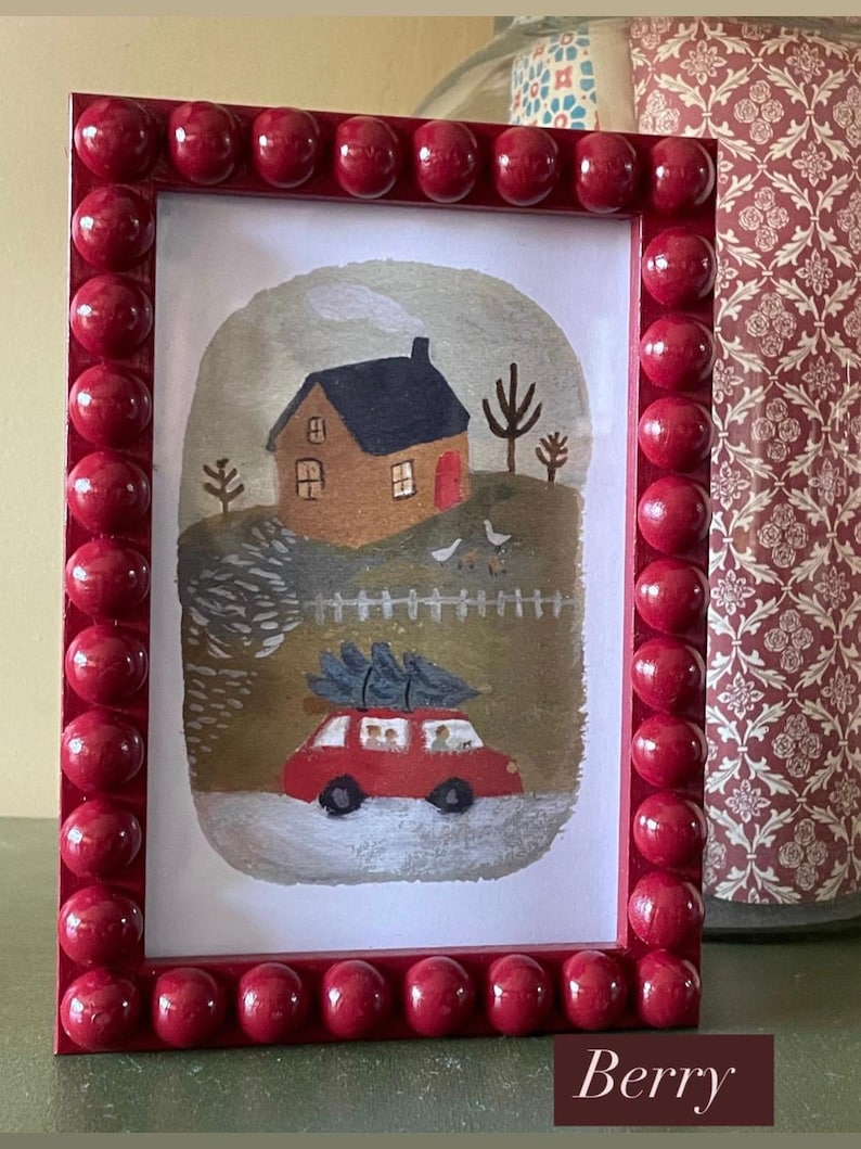 Wooden Bobbin Bobble Photo Frame , Picture Frame, Hand Painted, Glossy