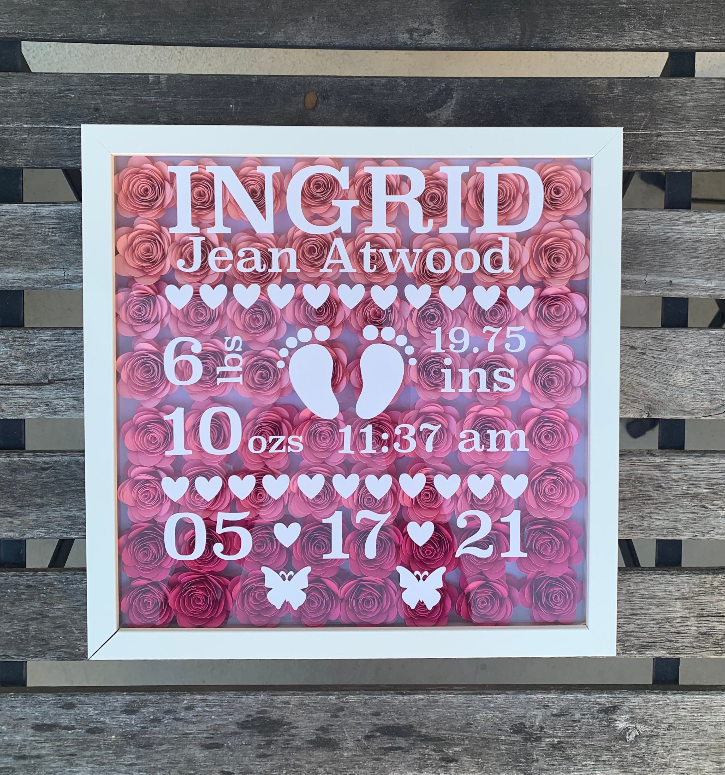 Baby Announcement Rose Shadow Box Etsy