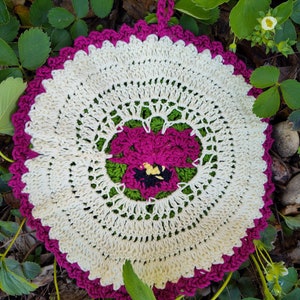 Hand Crocheted Pansy Potholder