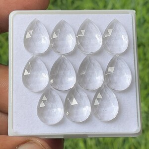 Faceted wonderful 100% Natural Clear Quartz Pear Shape Rose Cut Loose Gemstones Lot For Making Jewelry10X14mm