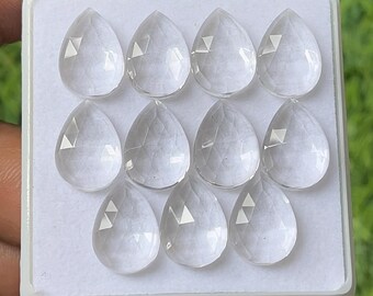 Faceted wonderful 100% Natural Clear Quartz Pear Shape Rose Cut Loose Gemstones Lot For Making Jewelry10X14mm