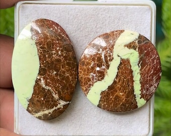 Lemon Chrysoprase Cabochon Pair: Mix Shape, 28-35mm Gemstone