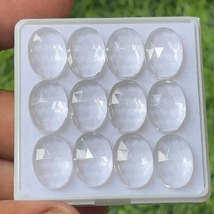 Faceted wonderful 100% Natural Clear Quartz Oval Shape Rose Cut Loose Gemstones Lot For Making Jewelry10X14mm