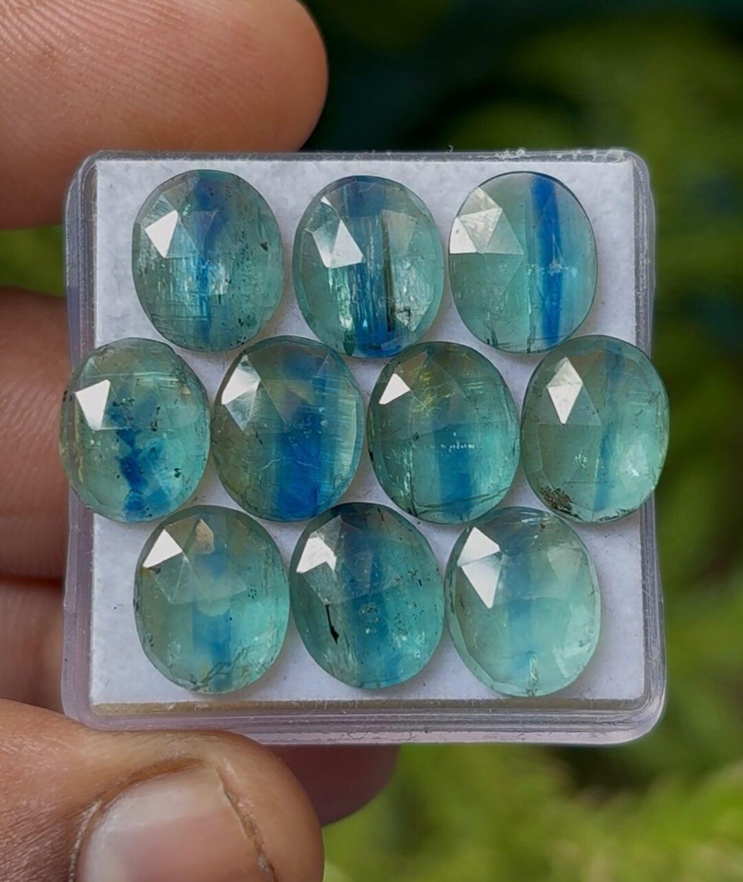 Natural Bio Green Kyanite Oval Shape Rose Cut Slices Flat Back Loose ...