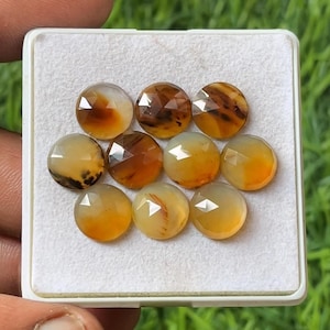 Faceted Top Grade Quality Natural Montana agate Round Shape Rose Cut slice Loose Gemstones Lot For Making Jewelry10*10mm