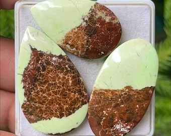 Lemon Chrysoprase Cabochon Pairs, Mix Shape Gemstone (33-40mm)