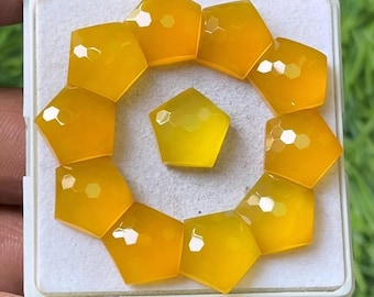 Faceted Top Grade Quality yellow Onyx Hexagon Shape Honey comb Cut Slice Loose Gemstones Lot For Making Jewelry12X12mm