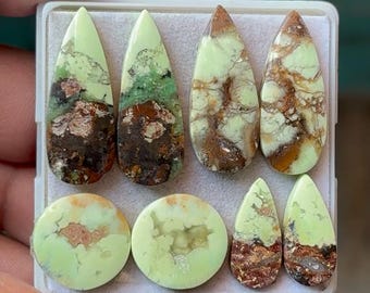 Lemon Chrysoprase Cabochon Pairs, Mix Shape Gemstones (15-28mm)