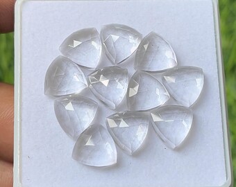 Faceted wonderful 100% Natural Clear Quartz Trillion Shape Rose Cut Loose Gemstones Lot For Making Jewelry10X10mm